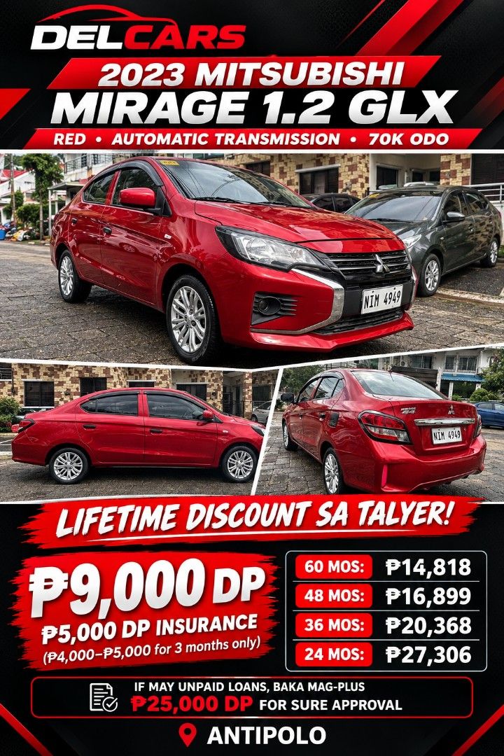 9,000 DP (Category: Used Cars) located in Rizal. Submitted by delcars. (Listing ID 1467259308, Image 1). Description: 9k DP Lang‼️ 😍 🚗🔥 PANGARAP MONG SASAKYAN, KAYANG-KAYA NA! 🔥🚗 💥 ₱9,000 DP LANG, MAY CHANCE KA NANG MAGKA-SARILING SASAKYAN! 💥 ✅ LOW DOWN PAYMENT ✅ AFFORDABLE MONTHLY AMORTIZATION ✅ SEDAN, HATCHBACK, SUV AT MPV AVAILABLE ✅ CASH & FINANCING OPTIONS ✅ ASSISTANCE SA LOAN APPLICATION 💯 BAKA ITO NA ANG SIGN NA HINIHINTAY MO! Huwa