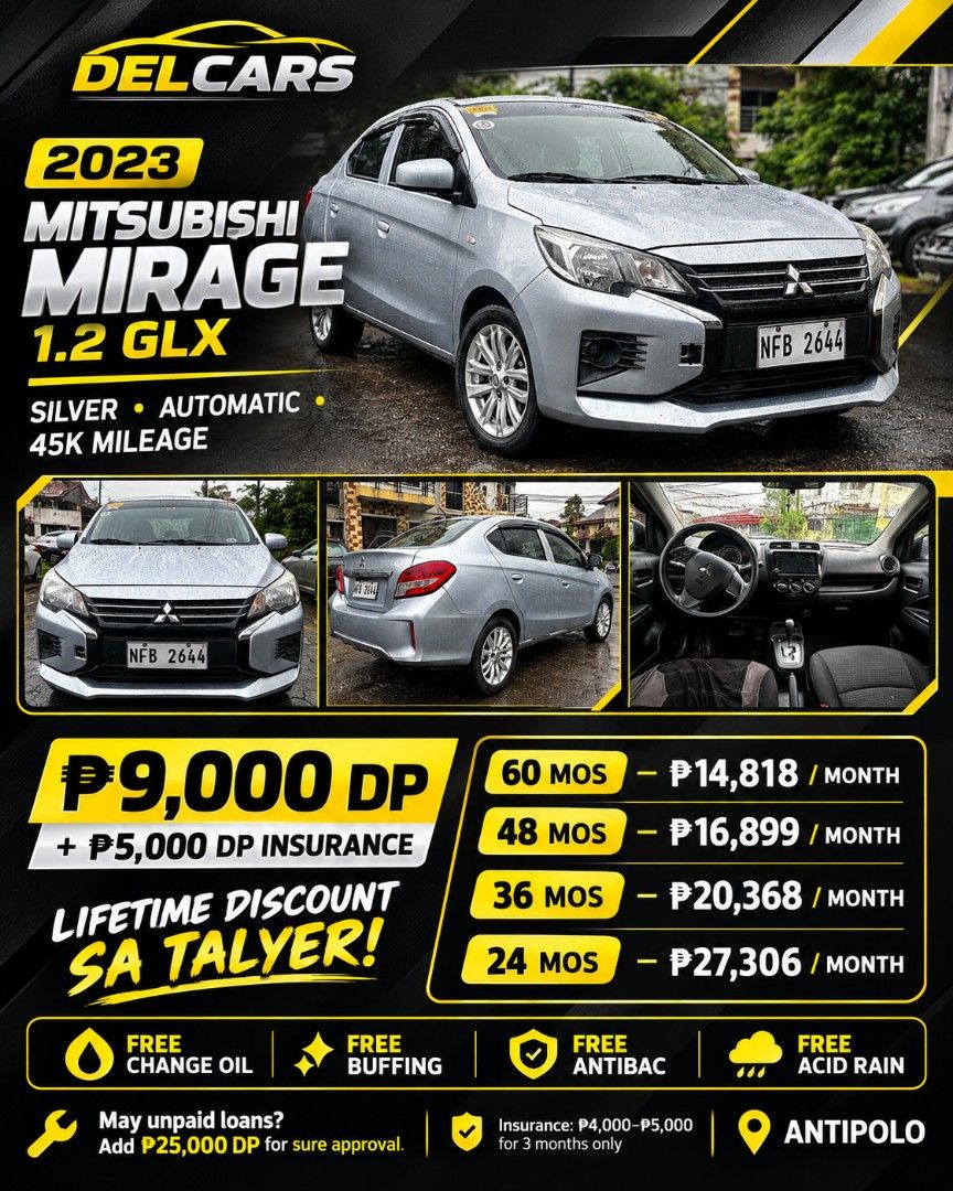 9,000 DP (Category: Used Cars) located in Rizal. Submitted by delcars. (Listing ID 1467259308, Image 2). Description: 9k DP Lang‼️ 😍 🚗🔥 PANGARAP MONG SASAKYAN, KAYANG-KAYA NA! 🔥🚗 💥 ₱9,000 DP LANG, MAY CHANCE KA NANG MAGKA-SARILING SASAKYAN! 💥 ✅ LOW DOWN PAYMENT ✅ AFFORDABLE MONTHLY AMORTIZATION ✅ SEDAN, HATCHBACK, SUV AT MPV AVAILABLE ✅ CASH & FINANCING OPTIONS ✅ ASSISTANCE SA LOAN APPLICATION 💯 BAKA ITO NA ANG SIGN NA HINIHINTAY MO! Huwa