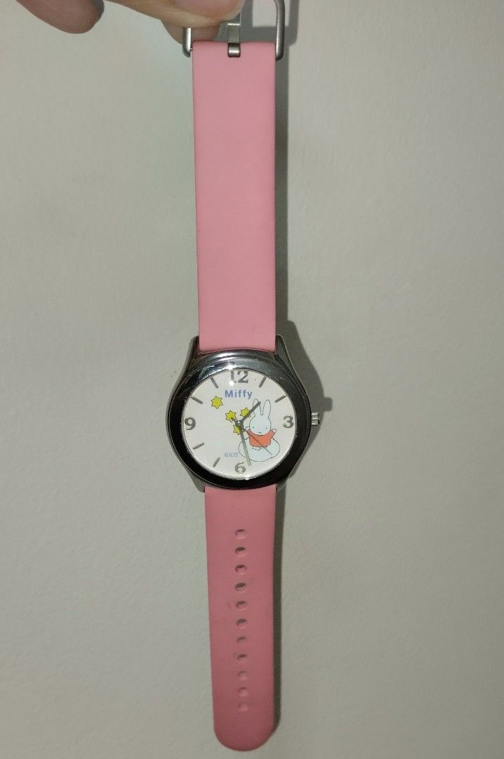✨ Miffy by Dick Bruna Quartz watch (Category: Women's Watches) located in Santa Rosa. Submitted by leShoppe (Listing ID 1467260912, Image 1). Description: 🗝️ Collectible ⌚ 🗝️character analog quartz wristwatch with a white dial, a silver-tone metal case, and a pink silicone or rubber strap..