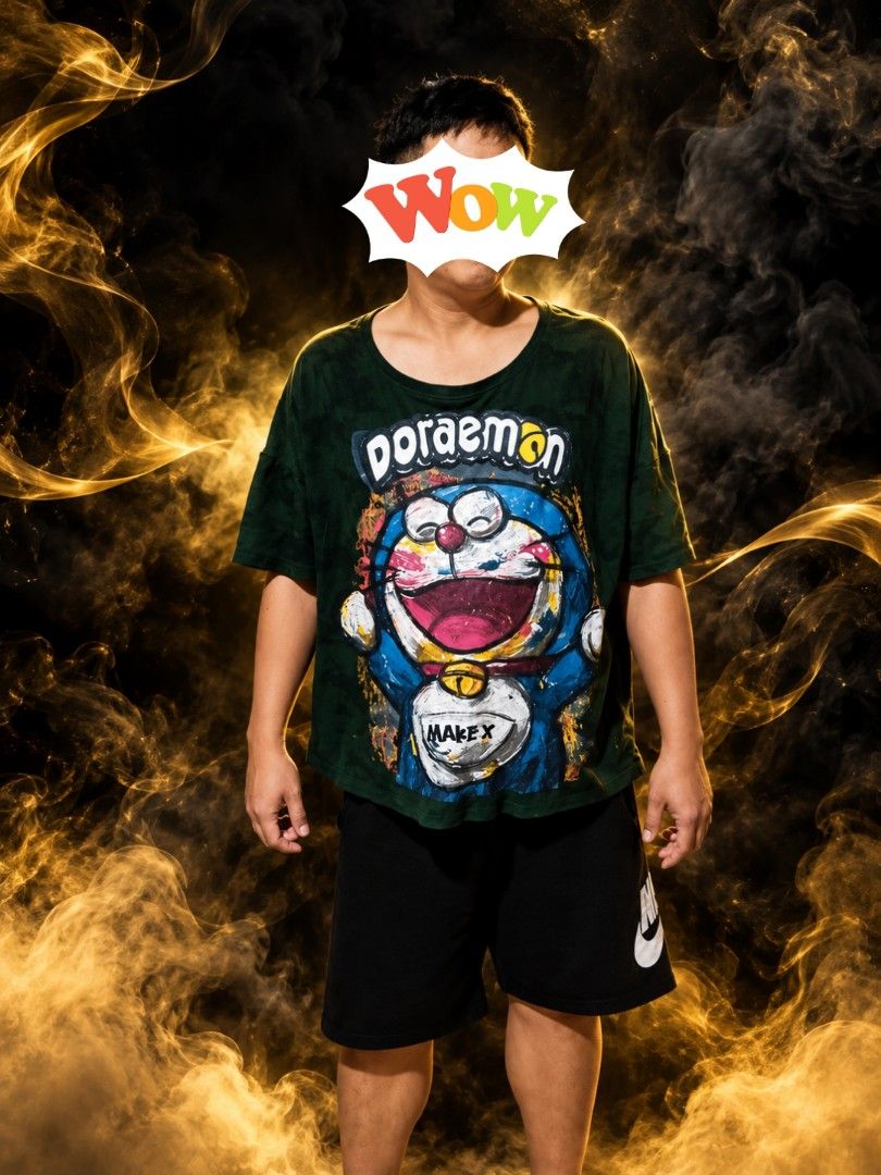 💚 RARE DORAEMON GRAFFITI STREETWEAR TEE 💚 (Category: Tshirts & Polo Shirts ) located in Taguig. Submitted by anadomissy93874 (Listing ID 1467196974, Image 2). Description: 💚 RARE DORAEMON GRAFFITI STREETWEAR TEE 💚 🔥 NOT THE BASIC MALL DORAEMON 🔥 ⚡️ Oversized / Streetwear Fit ⚡️ Army Green - ang angas ng kulay! ⚡️ Graffiti Art - hand-painted ⚡️ Design 1: Doraemon Laughing "MAKE X" + Design 2: Big Bell ⚡️ Good Condition - Print makapal pa, no
