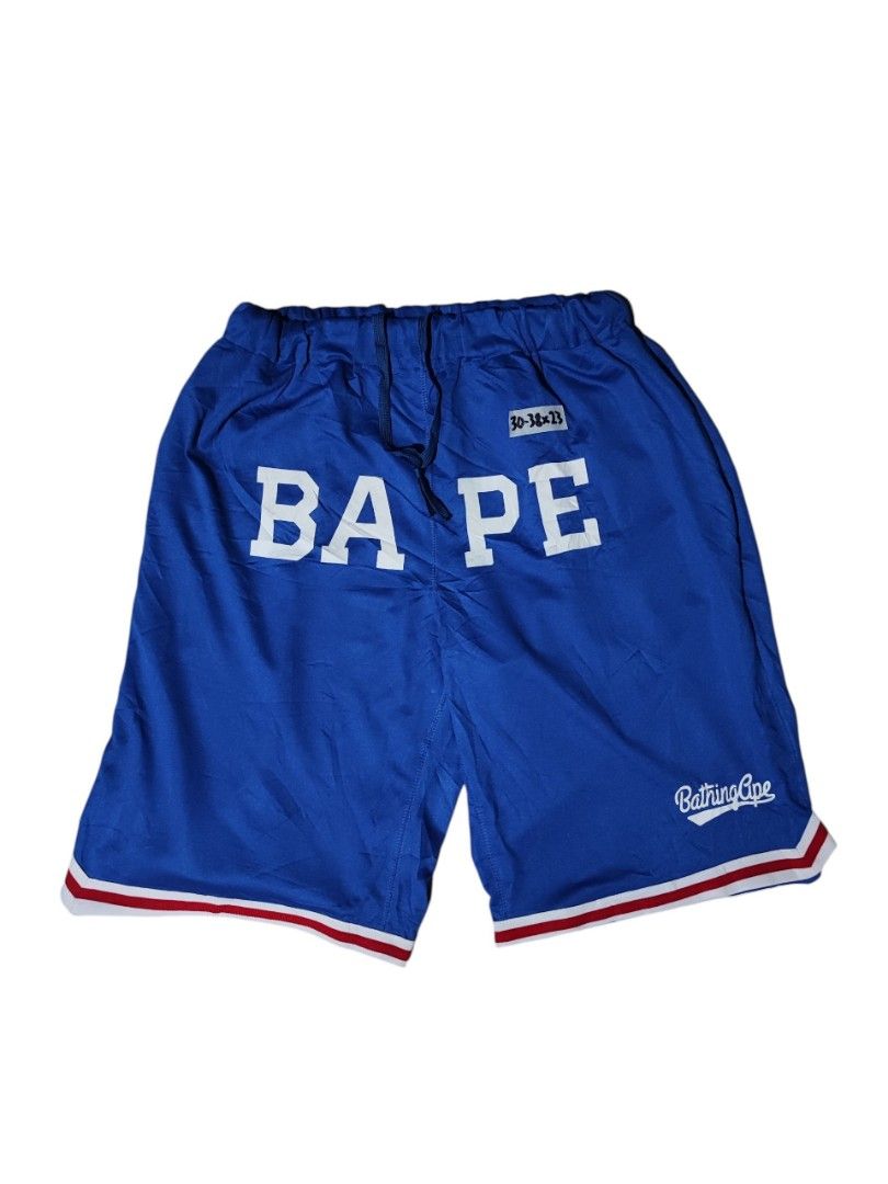 A BATHING APE - BAPE BASKETBALL SHORTS (Category: Shorts) located in Iloilo. Submitted by gooddimes (Listing ID 1467355232, Image 1). Description: A Bathing Ape - Bape Basketball Shorts Royal Blue color Size on tag: Large-XL Dimes: 30-38Wx23L, Leg Opening: 12.5" Issue/s: None Color rate: 10/10 Excellent condition ₱800 Reminders: - All items are thrifted, please manage your expectations - Color may vary due to lighting - Please wash before using t