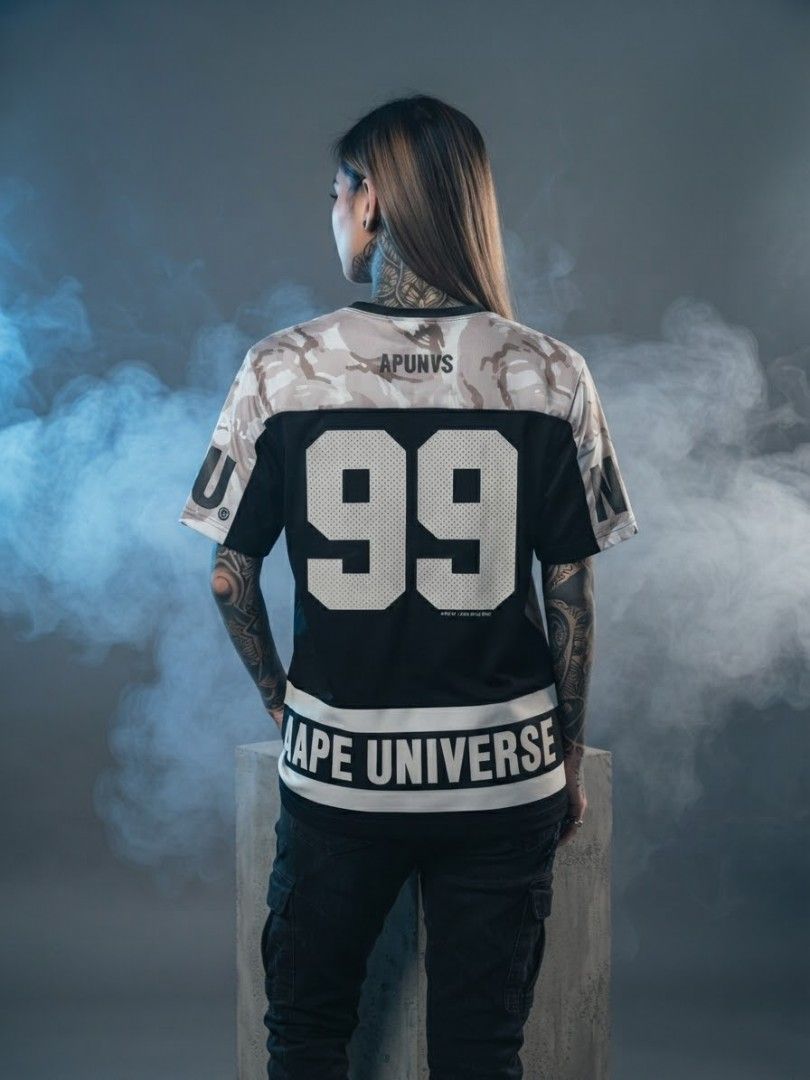 AAPE Split Camo mesh jersey tshirt (Category: Activewear) located in Quezon City. Submitted by wgapparel (Listing ID 1467357445, Image 1). Description: 📌 available • Dimes: 18 x 25.5 W/L Small on tag • Conditions: Brand new condi • Color Rate: 9.5 / better • Complete tags • Authentic 💯 • Issue: None, Walang basag rubber print. Solid ng colorway Mine 1680 ( free shipping ) Location Quezon City Shipping via Lalamove or jnt No COD 💌 DM to purchas