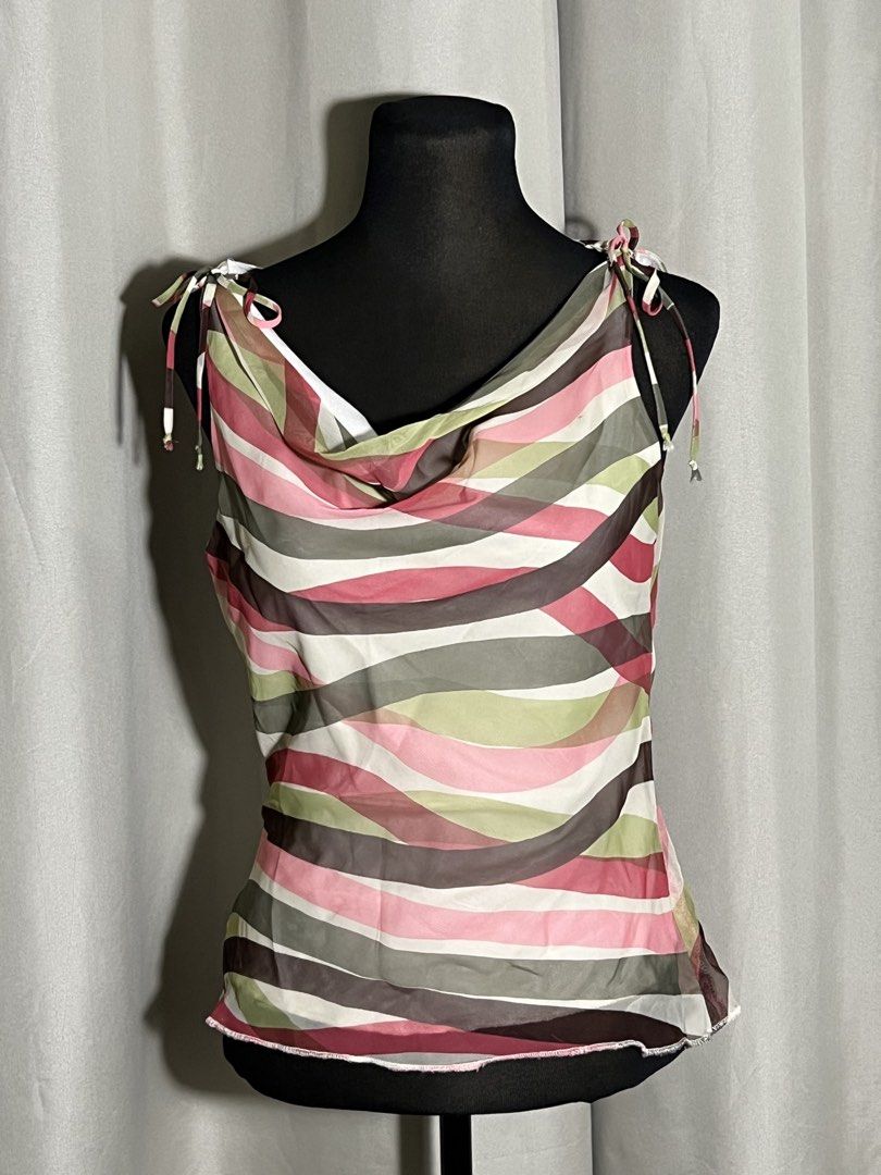 Abstract cowl neck top with shoulder tie straps (Category: Blouses) located in Las Pinas. Submitted by jilanah (Listing ID 1467355168, Image 2). Description: .