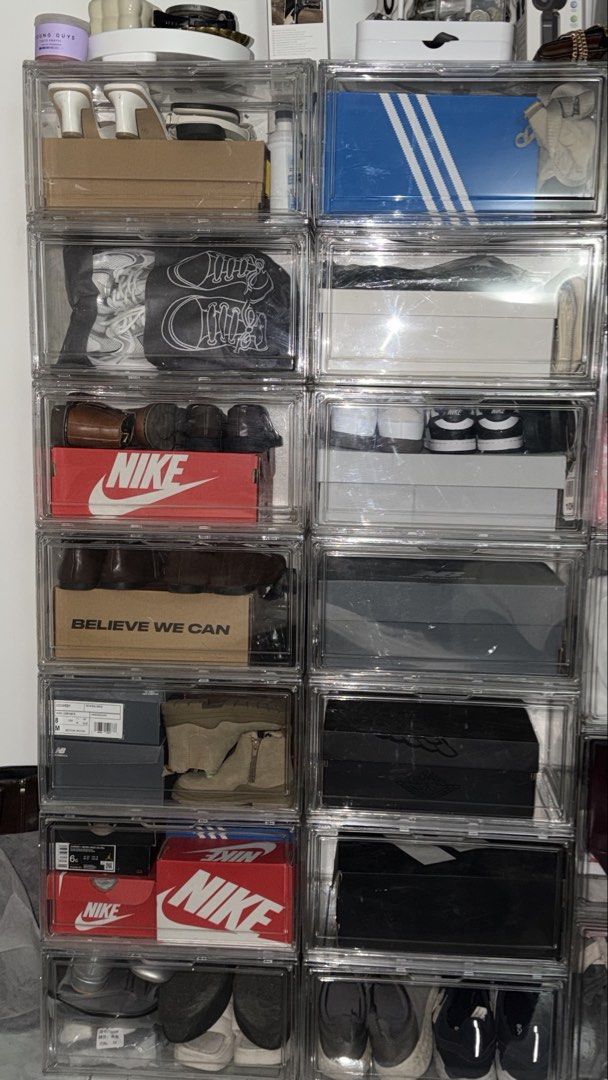 Acrylic Trasparent Shoe Box (14pcs) take all (Category: Storage Boxes & Baskets) located in Silang. Submitted by vrenny (Listing ID 1467330910, Image 1). Description: Take all 14pcs Side opening .