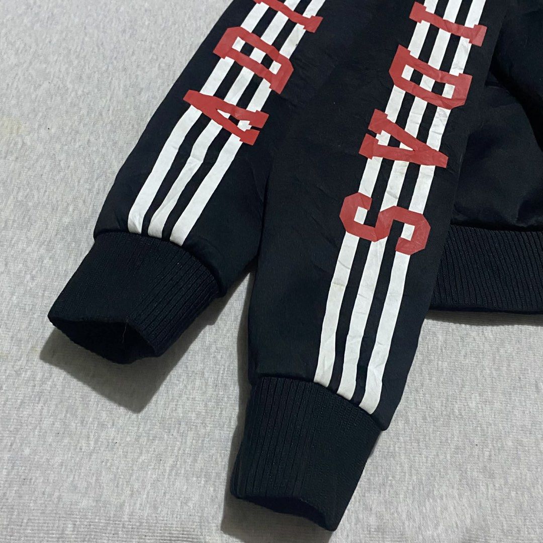 Adidas Bomber Jacket 3 Lines (Category: Coats, Jackets and Outerwear) located in Mabalacat. Submitted by stellargarments (Listing ID 1467350365, Image 3). Description: L : 23 W : 19 Condition : 9.8/10 NAPAKASOLID NG DETAILS SA PERSONAL! COMPLETE TAGS ANG KINIS NG TELA WITH 2 POCKETS SUPER NICE & KINIS! VERY COMFY & SMOOTH ON SKIN NEED WASH NO MAJOR STAIN FRESH FROM BALE.