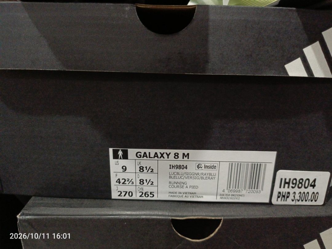 Adidas Galaxy 8 Running Shoes (Category: Sneakers) located in Pateros City. Submitted by albertosaypogi (Listing ID 1467249110, Image 2). Description: Adidas Galaxy 8 Running Shoes P1,950 (below SRP P3,300 Orig Price) Brandnew Size 8, 8.5 and 9 - 100% Original - Complete w/ Box Malambot & magaan sa paa Super comfy PATEROS LOCATION.