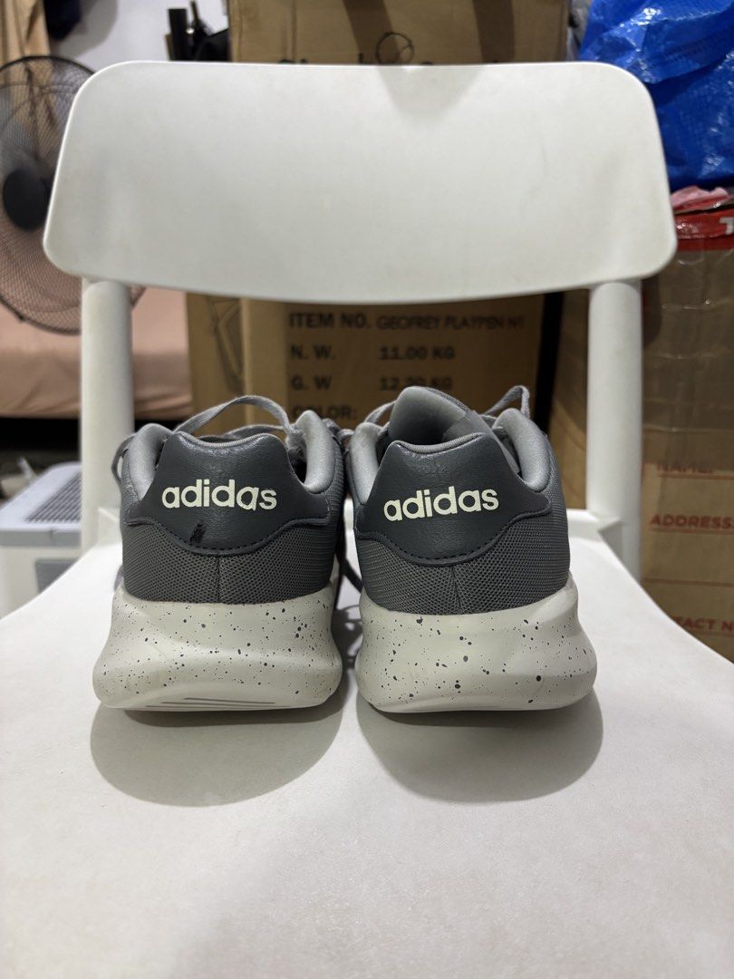 Adidas Grey Sneakers US 8 (Category: Shoe inserts & accessories) located in Manila. Submitted by jonard2297 (Listing ID 1467285044, Image 2). Description: - Brand/Model: Adidas Grey Sneakers - Size: US 8 / UK 7.5 / EUR 41 1/3 - Material: Breathable mesh upper with speckled white soles - Closure: Lace-up - Condition: Normal wear with minor dirt marks on soles from previous use - Features: Classic everyday runners, very comfortable fit - SF via J&T