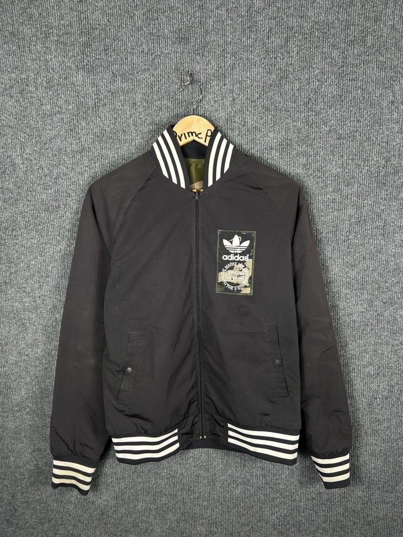 Adidas Reversible Camo Bomber Jacket (Category: Coats, Jackets and Outerwear) located in Baguio. Submitted by datangel (Listing ID 1467355967, Image 3). Description: ADIDAS VARSITY EXCELLENT CONDITION 9.8 COLOR RATE MED ON TAG LENGHT 28 x WIDTH 24 MINE: 499.