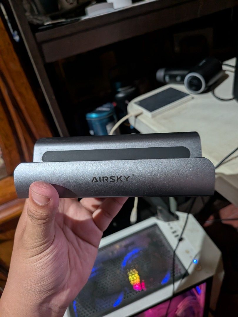 Airsky Docking Station Compatible with Steamdeck HC-86A (Category: Cables & Chargers) located in San Jacinto. Submitted by jigssaw (Listing ID 1467296235, Image 1). Description: - Model: Airsky HC-86A docking station, tailor-made for the Steam Deck - Build: Premium grey aluminum body with rubber padding to prevent scratches on your console - Connectivity: Built-in USB-C cable for easy plug-and-play - Ports: 3x USB 3.0 ports, HDMI output, USB-C Po