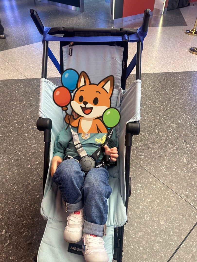 Akeeva Minima Stroller in Light Blue (Category: Strollers) located in Quezon City. Submitted by soapy_ (Listing ID 1467171630, Image 1). Description: - Brand: Akeeva - Color: Light blue with black frame - Safety: Secure 5-point harness with padded straps - Comfort: Adjustable footrest and soft fabric seat - Portability: Compact fold design, perfect for travel - Condition: Clean and works smoothly, used twice only RFS: LO doesn’t want to sit on a 