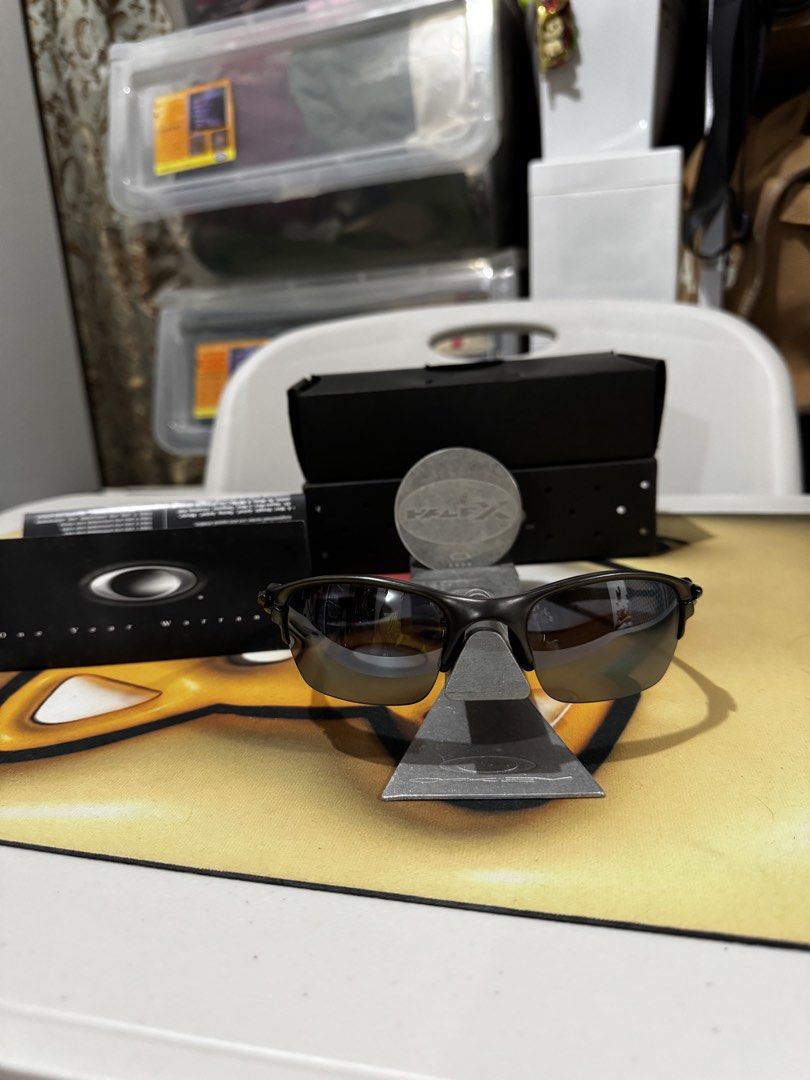 All ORIGINAL Oakley Half X w/ Black iridium lens (Category: Sunglasses & Eyewear) located in Quezon City. Submitted by jeckg (Listing ID 1467201627, Image 1). Description: - Authentic Oakley Half X sunglasses in a sleek dark metal finish - clean lenses and frames ready to wear or display - Complete collector's set with original box and warranty booklet - Includes official metal coin badge - Comes with extra nose pads and original parts bag -add s