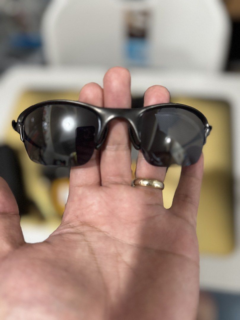 All ORIGINAL Oakley Half X w/ Black iridium lens (Category: Sunglasses & Eyewear) located in Quezon City. Submitted by jeckg (Listing ID 1467201627, Image 2). Description: - Authentic Oakley Half X sunglasses in a sleek dark metal finish - clean lenses and frames ready to wear or display - Complete collector's set with original box and warranty booklet - Includes official metal coin badge - Comes with extra nose pads and original parts bag -add s