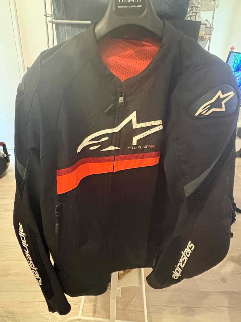 Alpinestars T-GP Plus V4 Airflow Motorcycle Jacket (Category: Coats, Jackets and Outerwear) located in Taguig. Submitted by pat.dd (Listing ID 1467223106, Image 1). Description: - Brand/Model: Alpinestars Alpinestars T-GP Plus V4 Airflow Air Mesh Motorcycle Jacket - with shoulder and arm armor - Color: Black with striking red accents and iconic logos on chest, back, and shoulders - Size: Large - Condition: Like new, comes with original user bookl