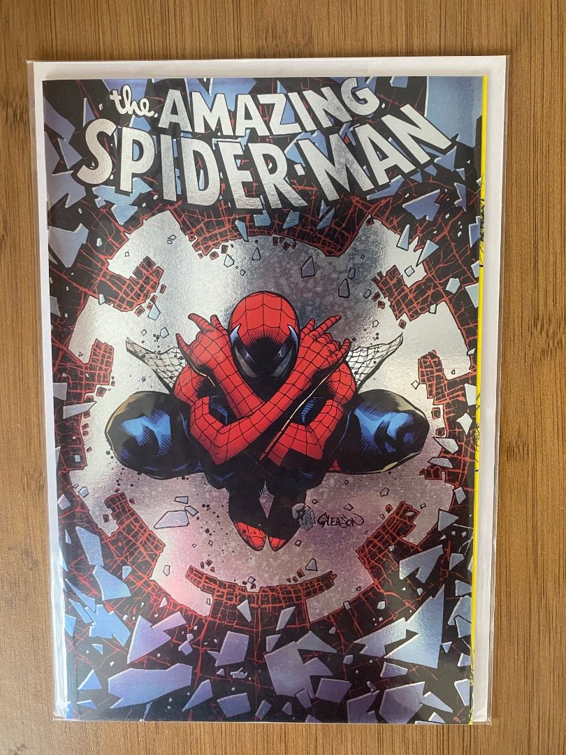 Amazing Spiderman 39 Foil Patrick Gleason Cover (Category: Comics & Manga) located in Quezon City. Submitted by asterisx_collections_185 (Listing ID 1467328721, Image 1). Description: - Title: The Amazing Spider-Man comic book - Cover Art: Amazing artwork by Patrick Gleason with metallic foil masthead and shattered glass effects - Condition: Clean copy with sharp corners - Protection: Bagged and boarded since day one - Ideal for: Marvel fans and 
