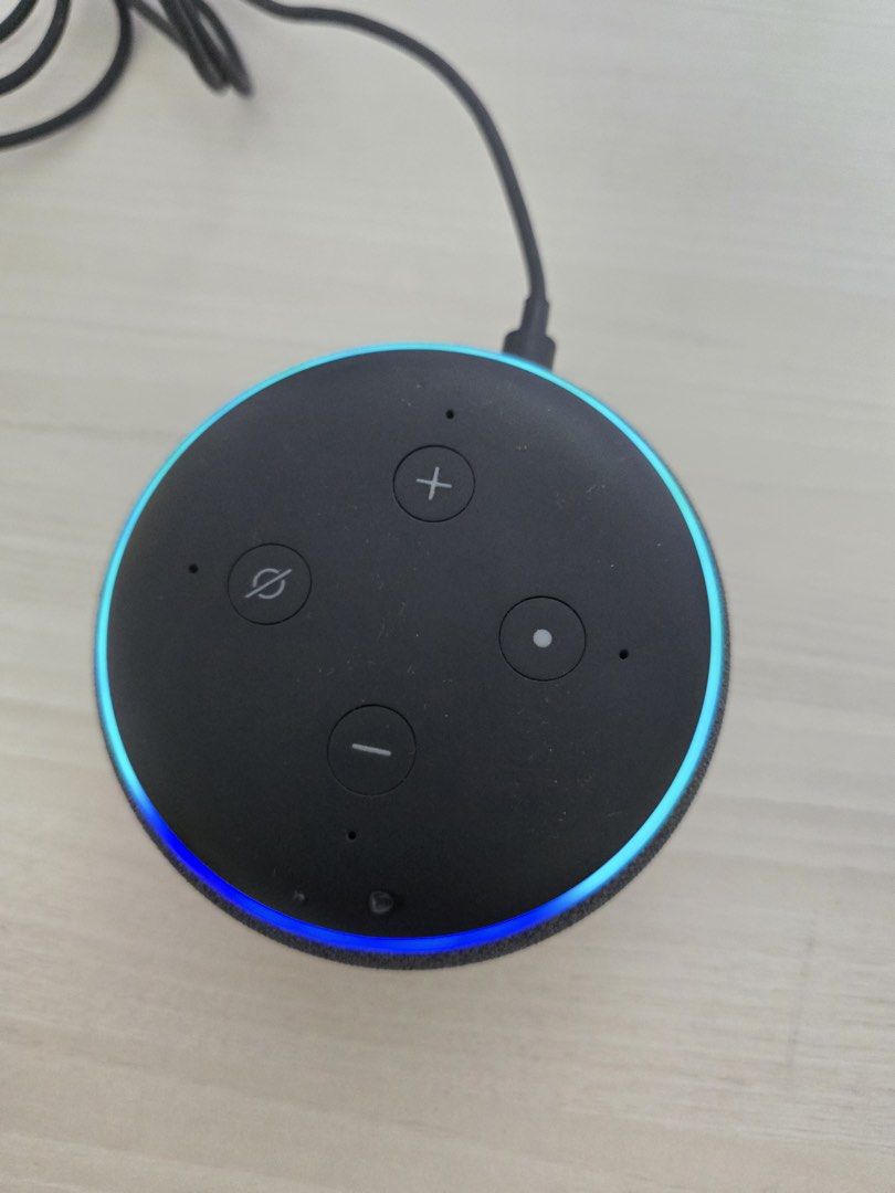 Amazon Echo Dot 3rd Generation Smart Speaker Charcoal (Category: Soundbars, Speakers & Amplifiers) located in Manila. Submitted by milleshoppppp (Listing ID 1467332243, Image 2). Description: Amazon Echo Dot 3rd gen Condition: 8/10 - buttons all working - speaker good as well - still working well - no box RFS: upgrade to echo show Price: ₱950 (still negotiable) - Model: Amazon Echo Dot 3rd Generation - Color: Charcoal Fabric Finish - Condition: F