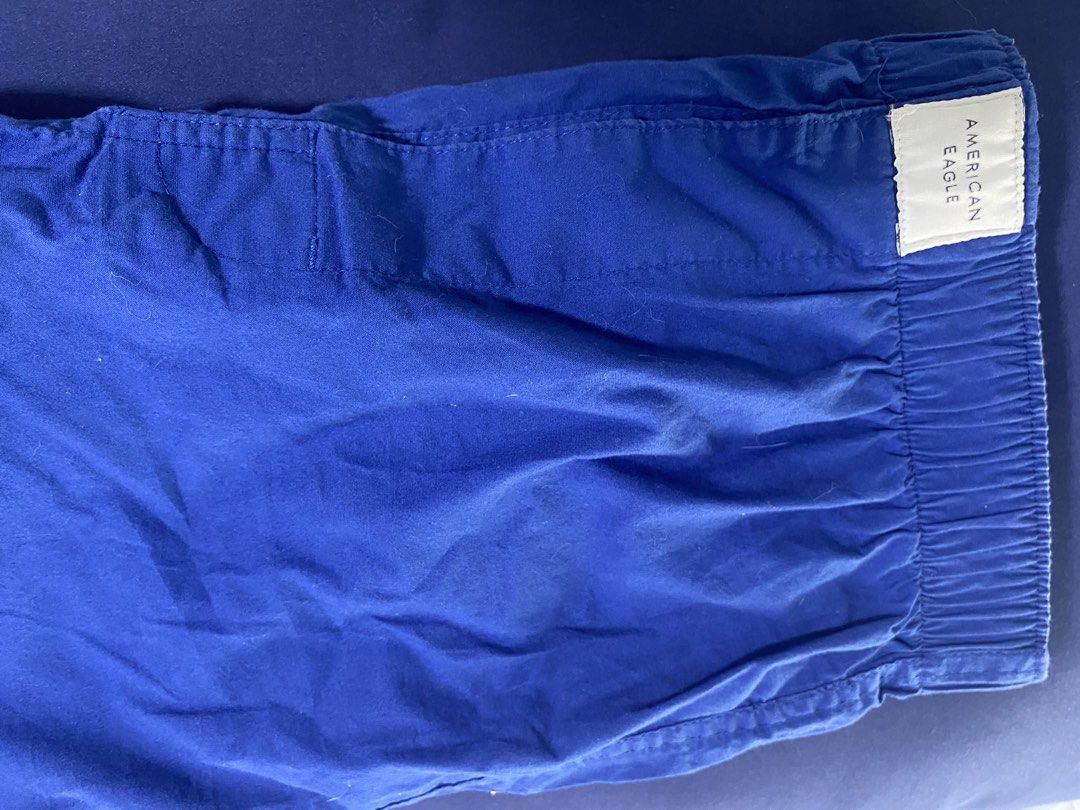 American Eagle Boxer Underwear 2-Pack Size XS (Category: Underwear) located in San Pablo. Submitted by gt_vault (Listing ID 1467228153, Image 2). Description: 2 for 500 Preloved (sikip sakin one time lang nagamit) 🚨BAWAL SA MASELAN Condition: Good Issue: None - Brand: American Eagle - Quantity: 2 pairs included (1 blue/teal plaid, 1 solid blue) - Size: XS (Fits waist 26-28) - Material: 97% cotton, 3% elastane for a soft and breathable fit - Deta