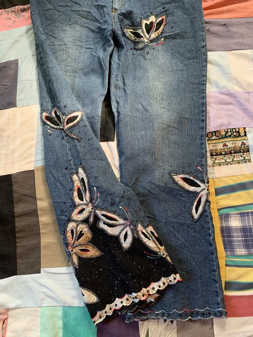 Anemia Y2k Butterfly Design (Category: Jeans) located in Cebu City. Submitted by team13ios (Listing ID 1467337540, Image 2). Description: Anemia Y2k Butterfly Design W-28-30 L-37 close to 38 Hem-8 Good Condition.