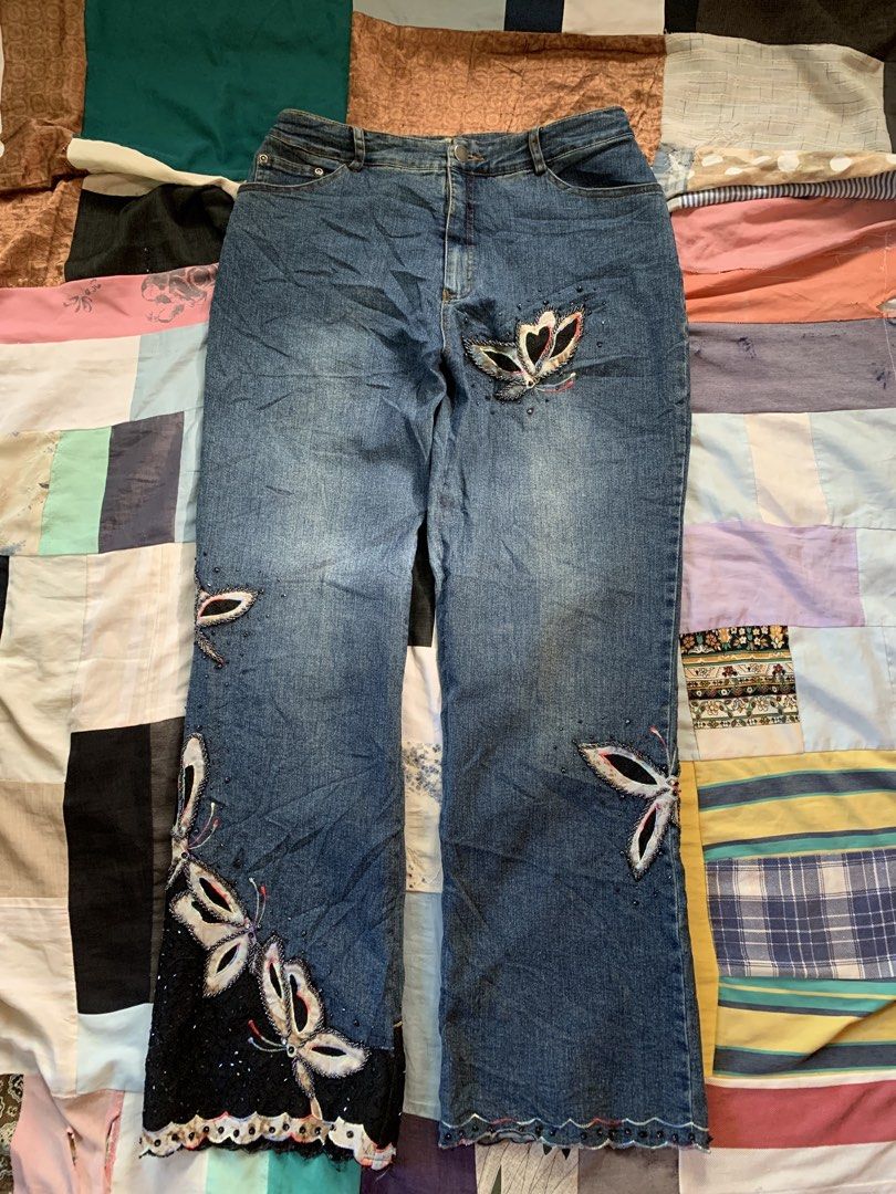 Anemia Y2k Butterfly Design (Category: Jeans) located in Cebu City. Submitted by team13ios (Listing ID 1467337540, Image 1). Description: Anemia Y2k Butterfly Design W-28-30 L-37 close to 38 Hem-8 Good Condition.