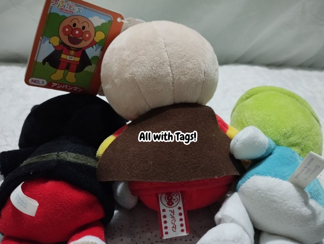 Anpanman and Friends Plush Toy Bundle with Freebies (Category: Plushies & Soft Toys) located in Cagayan de Oro. Submitted by pochimart (Listing ID 1467329224, Image 2). Description: SEGA Toys - ALL Authentic 🤍✨ Apanman, Katsudonman & Maki-chan Plushies (Check Images Please) ⭐₱280 ✉️Message me if you're interested or have questions, I'm happy to help! 📍Location: CDO / Cagayan De Oro (we can meet up if we're close) 🚚J&T - Message me (buyer cover