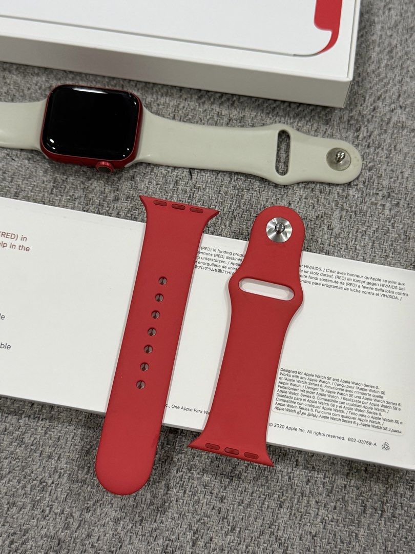 Apple Watch Series 6 40MM (Category: Wearables & Smart Watches) located in Muntinlupa City. Submitted by sjitems (Listing ID 1467318158, Image 3). Description: For Sale: Apple Watch Series 6 40MM Red Complete original box, unused original red strap and original cord Location: Alabang .