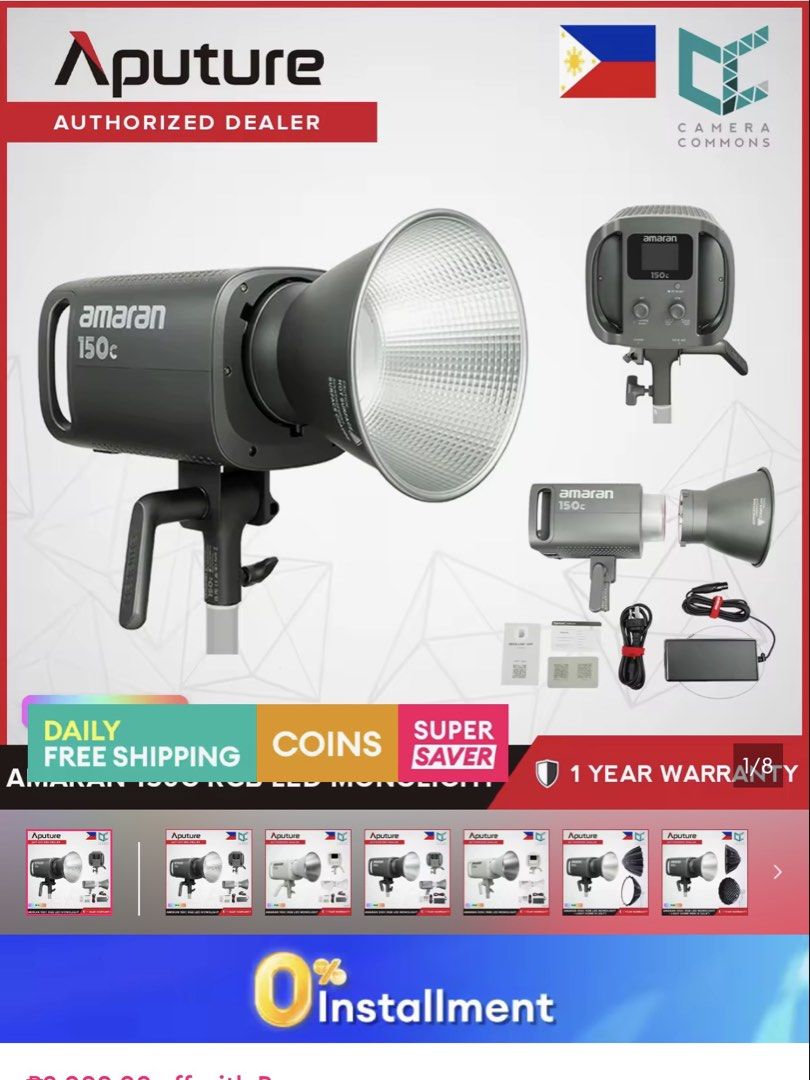 Aputure Amaran 300c/ Spotlight SE / Light dome III (Category: Lighting & Studio Equipment) located in Bulacan. Submitted by rammified_ (Listing ID 1467311304, Image 1). Description: - Complete professional studio lighting package for video production and content creation - Includes Aputure amaran 150c RGB LED monolight - Includes Spotlight SE 36-degree lens kit for precise shaping - Includes Light Dome III 90cm Bowens mount quick-folding softbox 