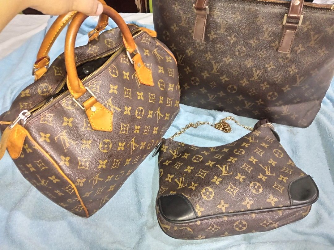 As pack 3pcs Vintage LV bags (Category: Luxury Bags & Wallets) located in Malolos. Submitted by shoptokyothrift (Listing ID 1467212507, Image 3). Description: Vintage Lv 3pcs Speedy 30 Plus 2 lv bags Project bag for me Zipper issue kayo nalang mag kabit and signs of use Please check all photos carefully.