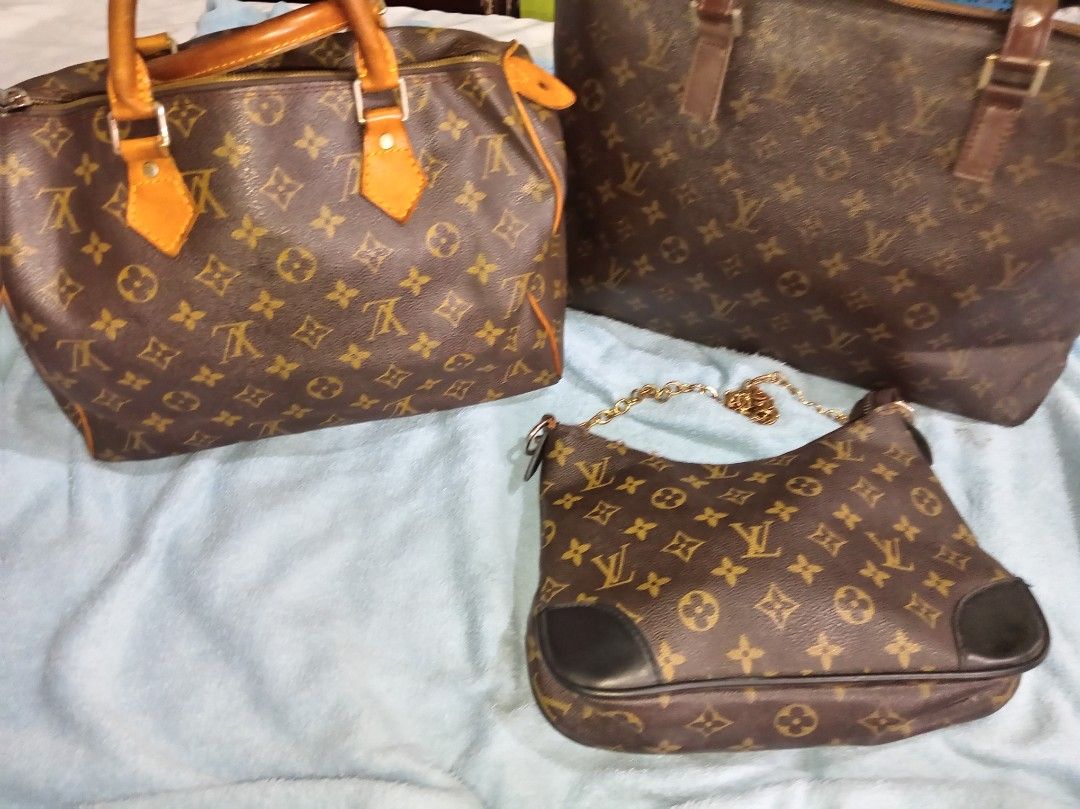 As pack 3pcs Vintage LV bags (Category: Luxury Bags & Wallets) located in Malolos. Submitted by shoptokyothrift (Listing ID 1467212507, Image 1). Description: Vintage Lv 3pcs Speedy 30 Plus 2 lv bags Project bag for me Zipper issue kayo nalang mag kabit and signs of use Please check all photos carefully.