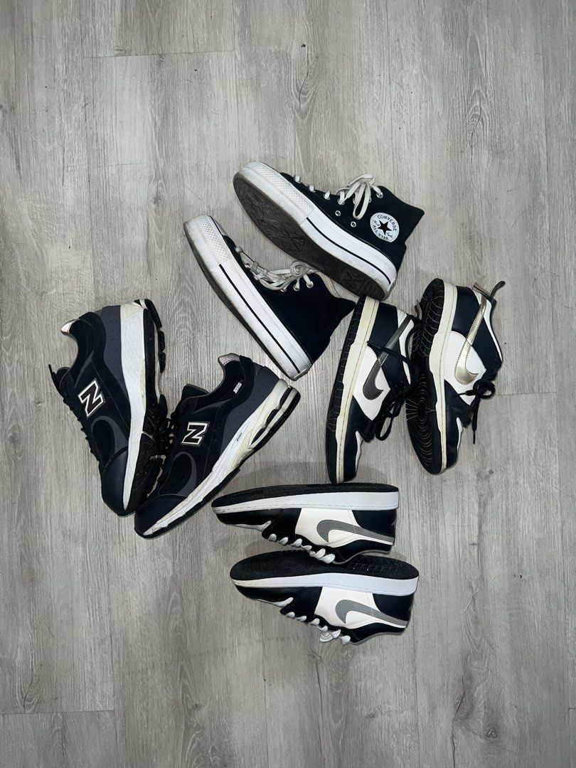 Assorted Sneakers Bundle New Balance Converse Nike (Category: Sneakers) located in Manila. Submitted by ethan_rois (Listing ID 1467229528, Image 1). Description: RFS: DECLUTTERING •Sizes: NB - 9.5 M Converse - 7 M Nikes - 6Y and 7Y • all photos are mine • 1-day Reservation Only • No Refund/ No return • j&t, lbc, or lalamove courier only • gcash or bank transfer only.