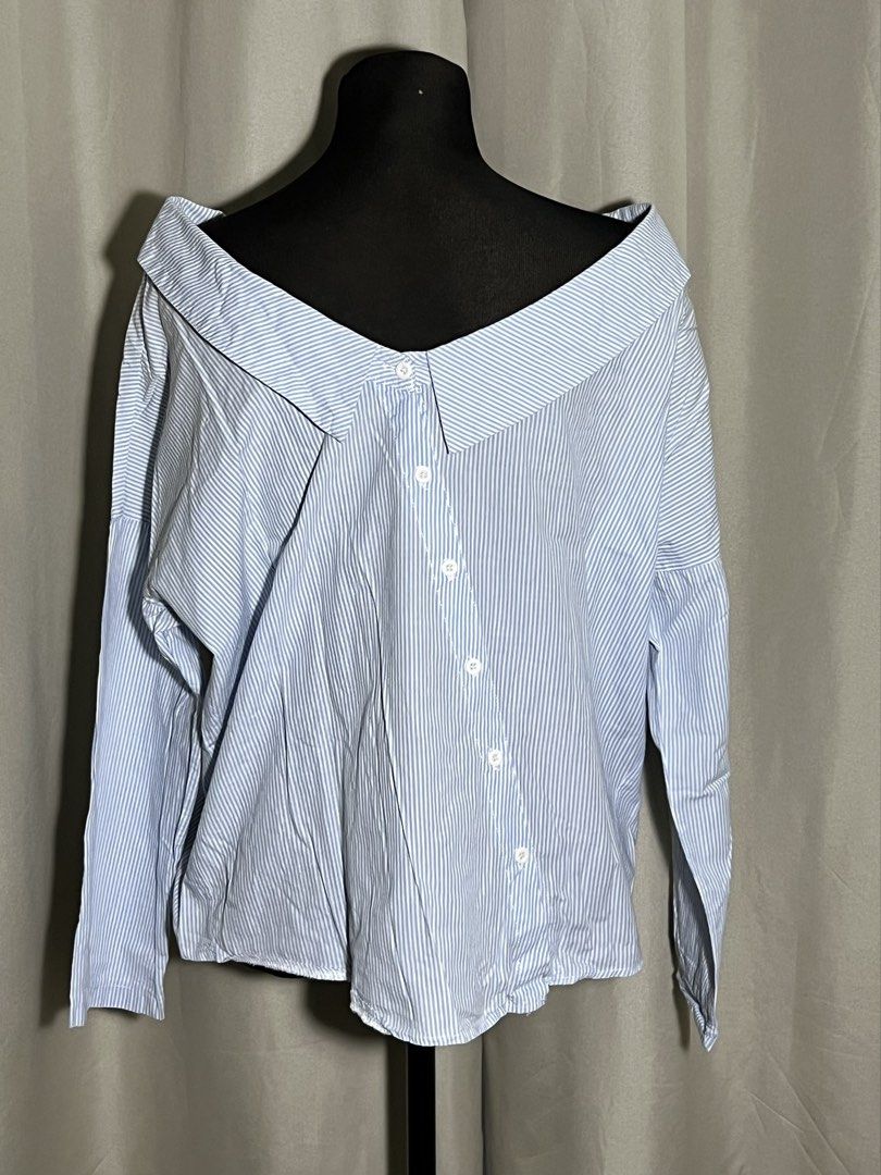 Asymmetrical shoulder striped blouse (Category: Blouses) located in Las Pinas. Submitted by jilanah (Listing ID 1467346288, Image 3). Description: .
