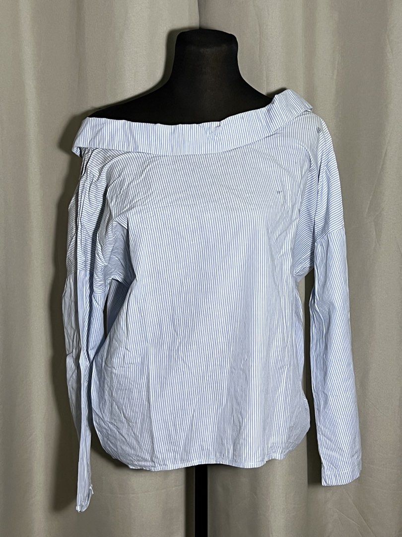 Asymmetrical shoulder striped blouse (Category: Blouses) located in Las Pinas. Submitted by jilanah (Listing ID 1467346288, Image 1). Description: .