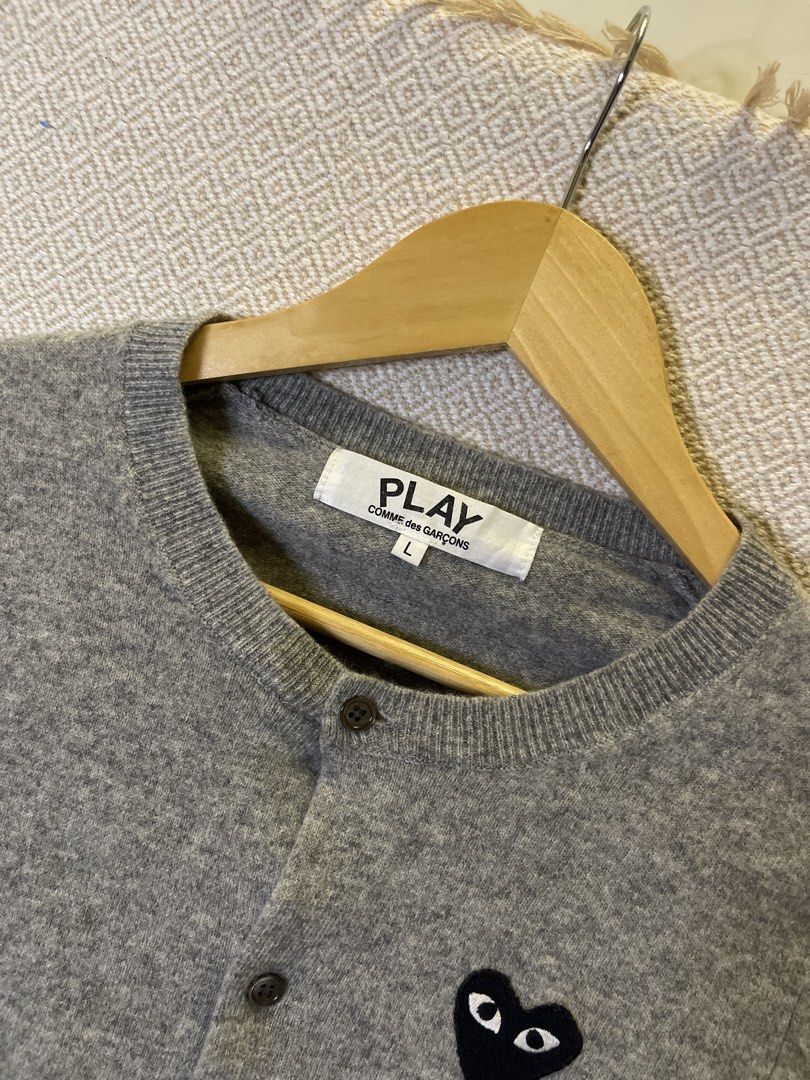 Authentic cdg play cardigan (Category: Coats, Jackets and Outerwear) located in Manila. Submitted by hypestock_mnl (Listing ID 1467229048, Image 3). Description: - stylish - perfect for casual wear - great fit - in good condition - minimal signs of usage - 9.5/10 - money worth! - see pics for details/issue.