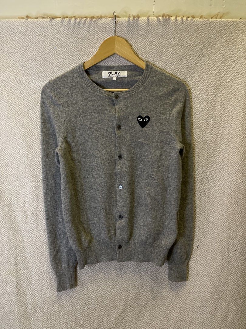 Authentic cdg play cardigan (Category: Coats, Jackets and Outerwear) located in Manila. Submitted by hypestock_mnl (Listing ID 1467229048, Image 1). Description: - stylish - perfect for casual wear - great fit - in good condition - minimal signs of usage - 9.5/10 - money worth! - see pics for details/issue.