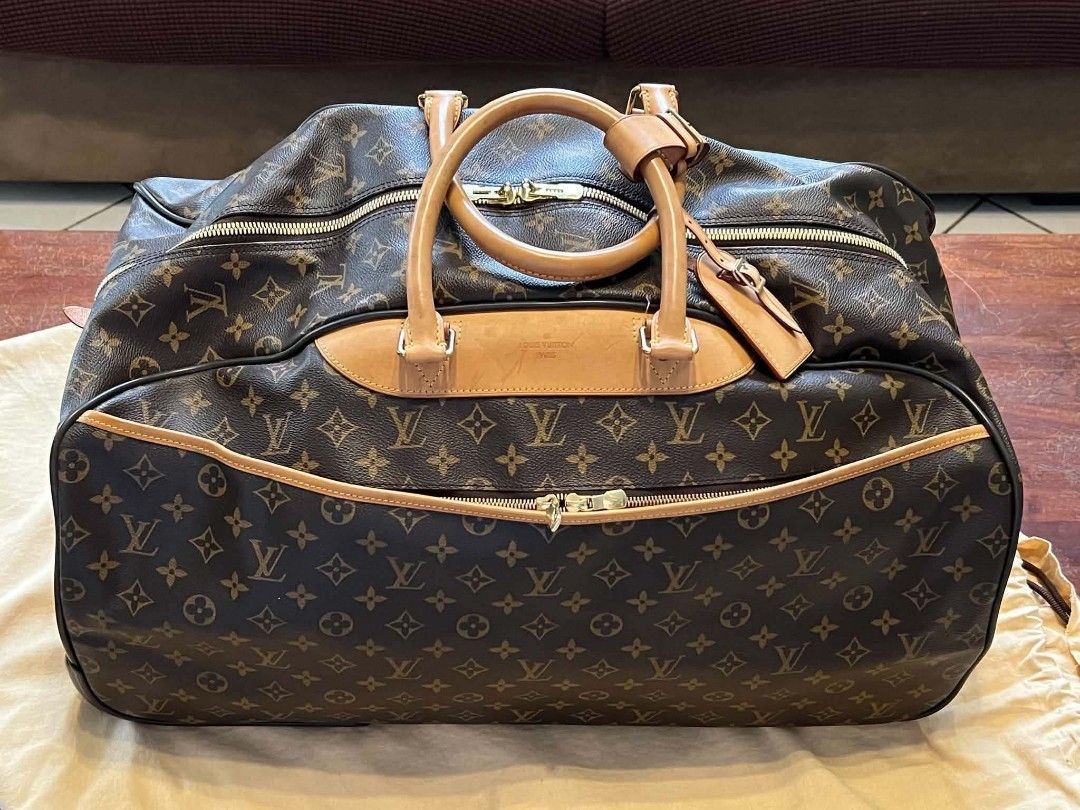 Authentic Louis Vuitton Monogram 50 eole Rolling Duffel Bag (Category: Luxury Bags & Wallets) located in Manila. Submitted by momshei123 (Listing ID 1467174598, Image 1). Description: - PreLoved Authentic Louis Vuitton rolling duffel in iconic monogram canvas - Genuine vachetta leather trim and sturdy top handles with a nice honey patina - Smooth retractable handle system and durable wheels for easy travel - Secure double zipper closure with a co