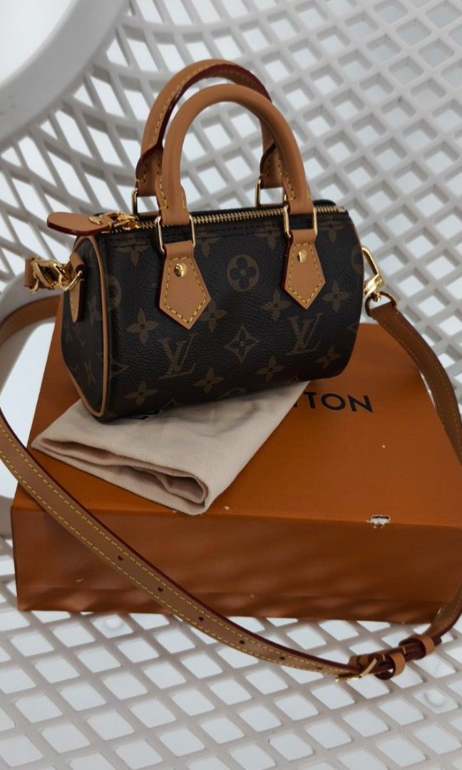 Authentic LV Mini Nano crossbody bag with Authenticity Document, Dustbag and Box (Category: Cross-body Bags) located in La Trinidad. Submitted by designerluxeshop (Listing ID 1467307437, Image 2). Description: Pre-owned Louis Vuitton mini nano crossbody bag with certificate of authenticity, dustbag and box, 💯% original, in good condition, shipping is free, message me if interested, delivery is by schedule discount is offered for cash buyer layaw