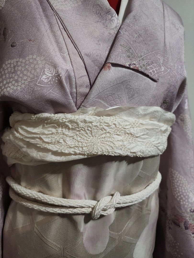 Authentic Traditional Washable Lavender Kimono 💜🤍🌸 (Category: Traditional & Ethnic wear) located in Quezon City. Submitted by tanyuhhh (Listing ID 1467338404, Image 2). Description: Kimono Set includes: 💜🤍🌸 Washable Kimono (w/ basting stitches) 🤍 Nagajuban 🤍💜☁️ Obi 🤍 Obijime and Obiage 🖤 Obi stiffener ✨️ random kimono freebies fits up to L height from 4'8 to 5'10 Shipping fee to be shouldered by buyer Condition is as is, No return/refu