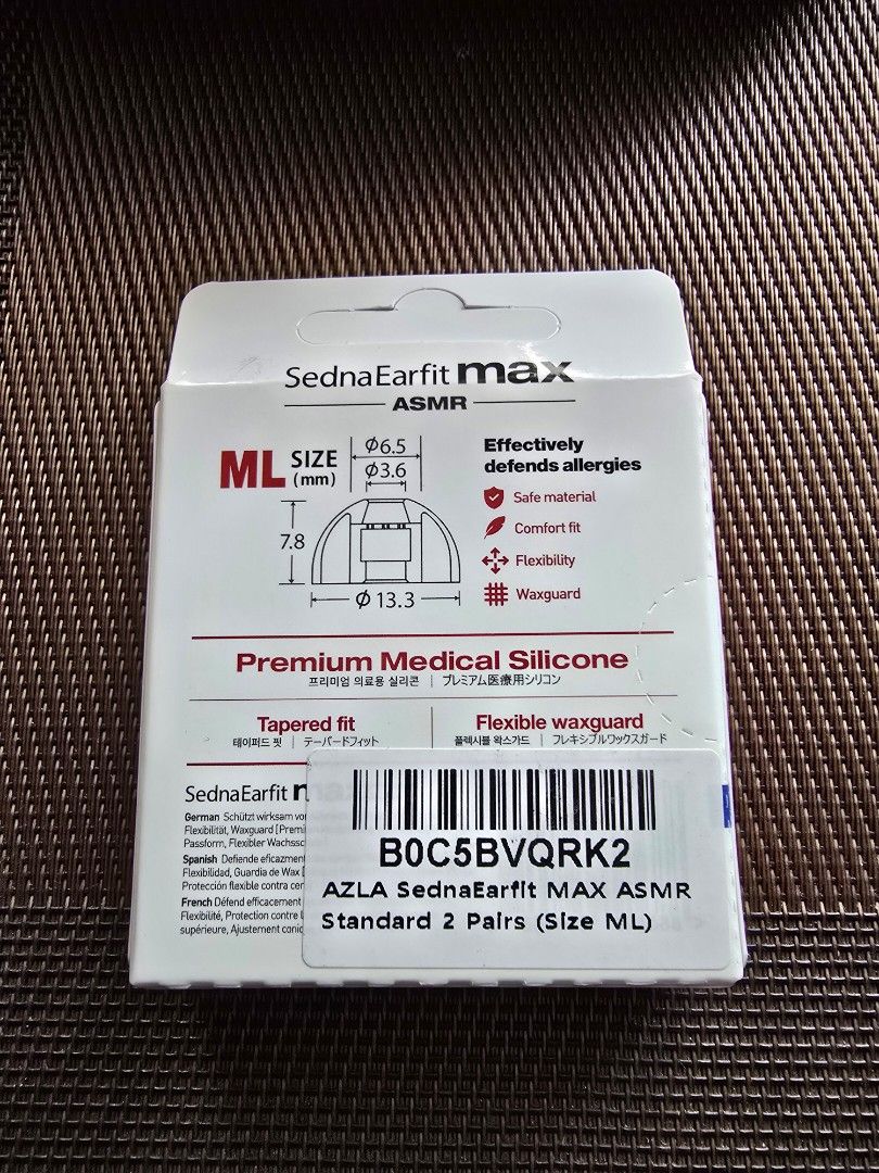 AZLA SednaEarfit MAX ASMR (Category: Earphones) located in Paranaque City. Submitted by r3tr0_n3m3sis (Listing ID 1467250730, Image 2). Description: Azla Silicon Eartips Max ASMR (Sealed) Medical-grade silicone for a comfortable listening experience Tapered design for a comfortable, secure fit ASMR-optimized sound delivery for delicate details and subtle high-frequency sounds Designed to help deliver clear, detailed sound Hexagonal silicone filte