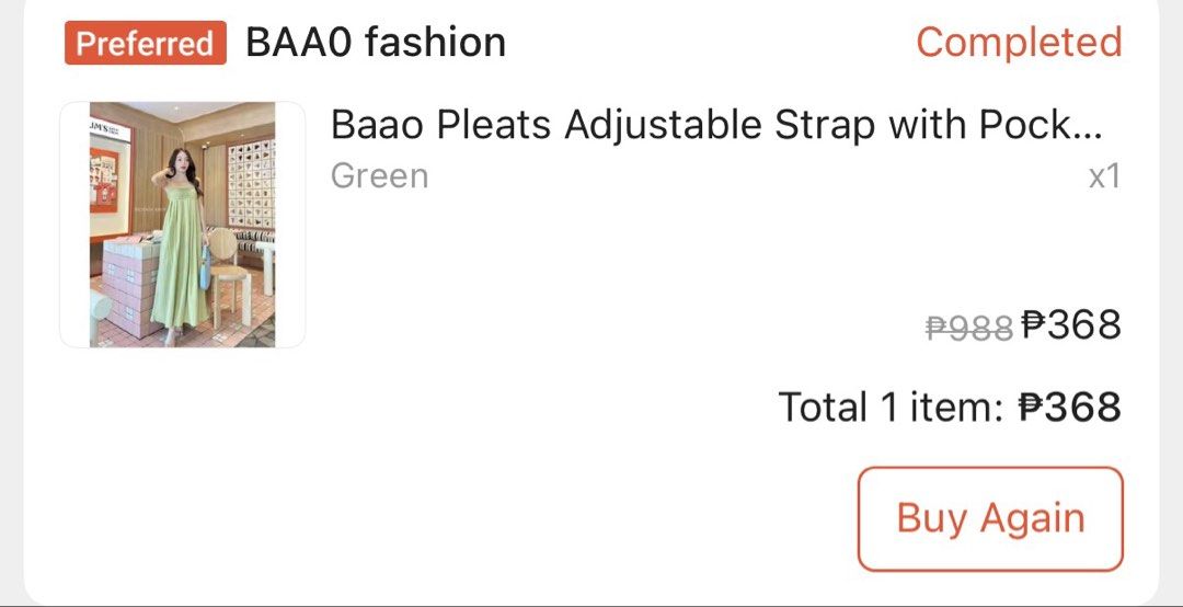 Baao Pleats Adjustable Strap Dress Green (Category: Dresses) located in Calamba. Submitted by handpickedbynetty (Listing ID 1467230028, Image 2). Description: - Brand: Baao Fashion - Color: Green - Style: Long flowy maxi dress with pleated bust - Straps: Adjustable spaghetti straps - Fabric: Lightweight.