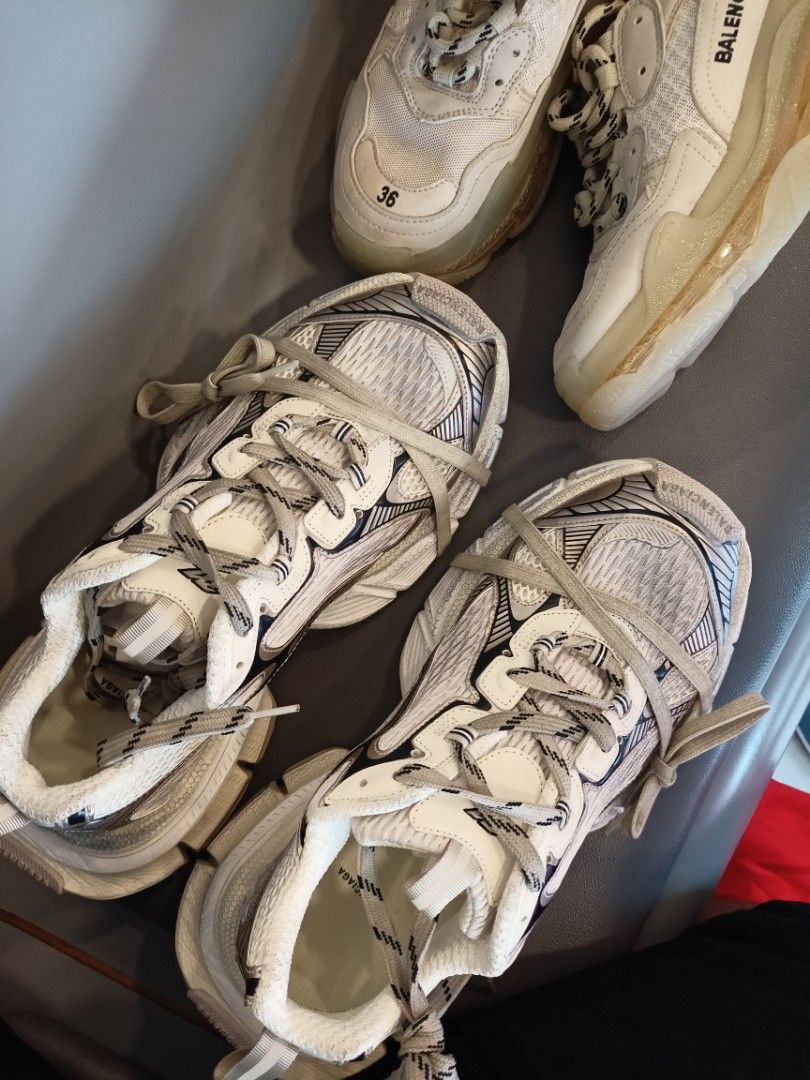 Balenciaga Runner Sneakers White Silver Size 36 (Category: Sneakers) located in Naga. Submitted by primo9 (Listing ID 1467183285, Image 2). Description: - Brand: Balenciaga - Model: Runner Sneakers - Color: White and Silver - Size: 44 men - Condition: Fresh pair, extremely clean uppers and soles - Design: Chunky mesh with metallic panels and rubber details - Inclusions: Original box and Balenciaga branded envelope - Style: Statement chunky kicks.