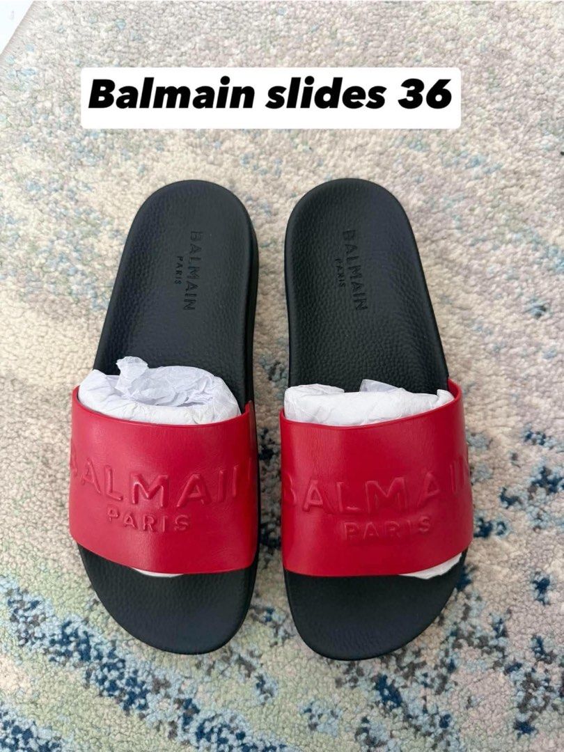 Balmain Slides - ONHAND (Category: Slippers & Slides) located in Santa Rosa. Submitted by miqboutique (Listing ID 1467292655, Image 2). Description: Balmain Slides Prices range from ₱3,899-₱4,199 + SF • Ready to ship • Guaranteed Original Fb page: Miq's Boutique.