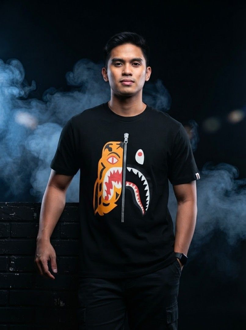 BAPE Black Tiger Shark Tee (Category: Tshirts & Polo Shirts ) located in Quezon City. Submitted by wgapparel (Listing ID 1467357298, Image 1). Description: 📌 available • Dimes: 19.5 x 27 W/L Medium on tag • Conditions: Excellent • Color Rate: 9.2 / better • Complete tags • Authentic 💯 • Issue: None Solid tiger shark 🦈🐅 Mine 2080 ( free shipping ) Location Quezon City Shipping via Lalamove or jnt No COD 💌 DM to purchase.