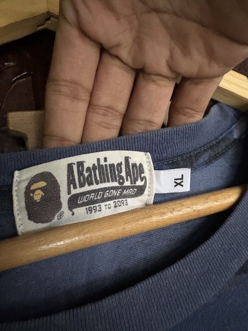 Bape Camou Shark Tee Navy Blue (Category: Activewear) located in Manila. Submitted by bravestone14 (Listing ID 1467288118, Image 3). Description: wts bape camou shark tee blue navy authentic 22x30 no issue color rate 9.2/10 excellent condition 1500+sf 📩.