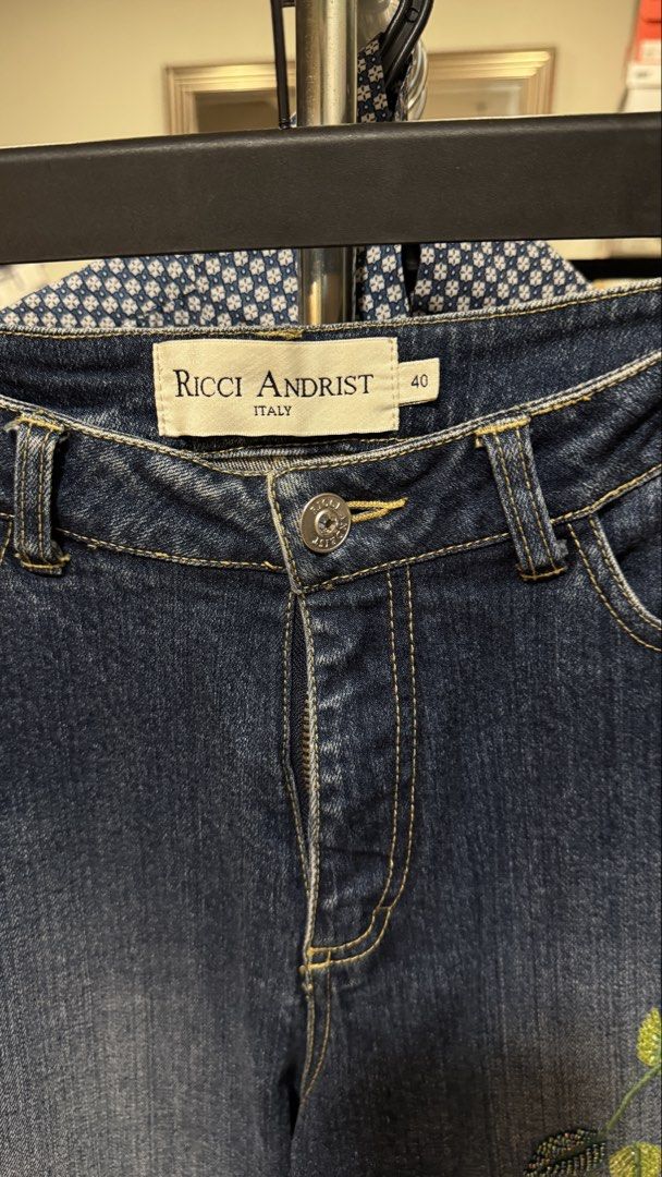 Beaded Denim Jeans (Category: Jeans) located in Mandaluyong City. Submitted by forlaughandlemons (Listing ID 1467244848, Image 3). Description: Bought in Italy - size 40 on tag but fits 32-34 waist - straight cut bottoms - no missing beads - in PERFECT condition RFS downsizing denim jeans collection 🩶 .