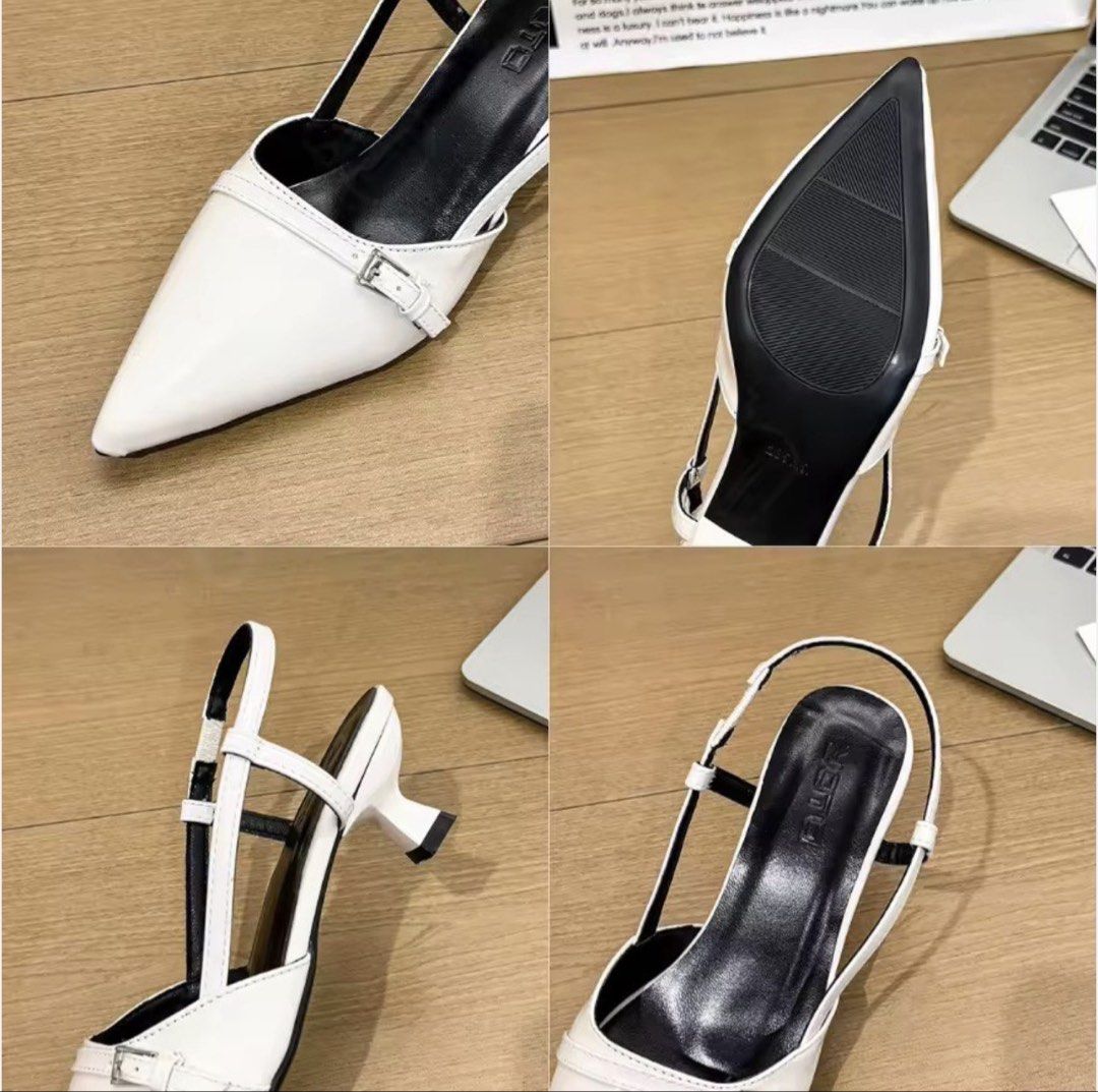 Beige Slingback Pointed Kitten Heels (Category: Heels) located in Manila. Submitted by nic.wardrobe (Listing ID 1467343720, Image 3). Description: YOTO Women Shoes Pointed Toe Loafer Style Glossy Leather With 5cm Comma Style Heel Height Sandals • Color: Beige • Bought for PHP 425 • Used once only • Good as new.