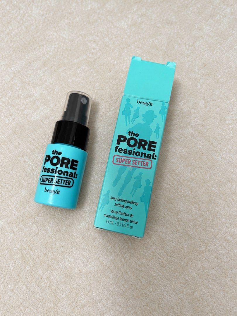 Benefit The POREfessional Super Setter Setting Spray 15ml (Category: Makeup) located in Cagayan de Oro. Submitted by simplydecluttering_makeup (Listing ID 1467346289, Image 1). Description: - Brand: Benefit Cosmetics - Product: The POREfessional Super Setter Makeup Setting Spray - Size: Mini travel size, 15ml / 0.5 US fl. oz. - Condition: Brand new, unused - Inclusions: Original turquoise box and spray bottle - Ideal for testing the formula or fo