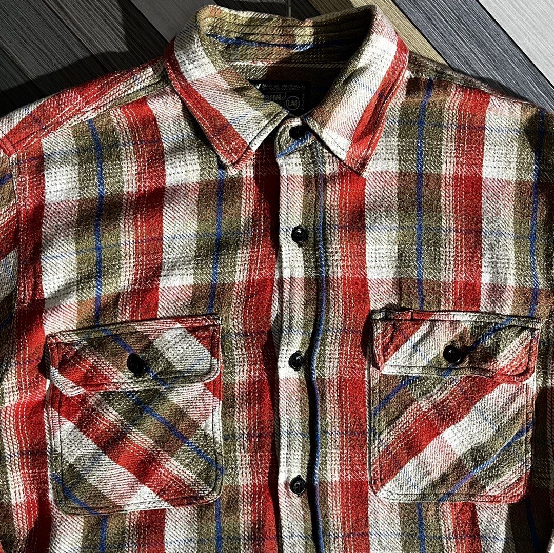 BIG JOHN Plaid Work Shirt (Category: Tshirts & Polo Shirts ) located in Daraga. Submitted by th3cliquejunks (Listing ID 1467206316, Image 2). Description: BIG JOHN Plaid Work Shirt Tagged Size: Medium Condition: 9.5/10 No major flaw Made in: Japan Measurement: Pit to pit: 22” Length: 28” - 2,000 Dm!.