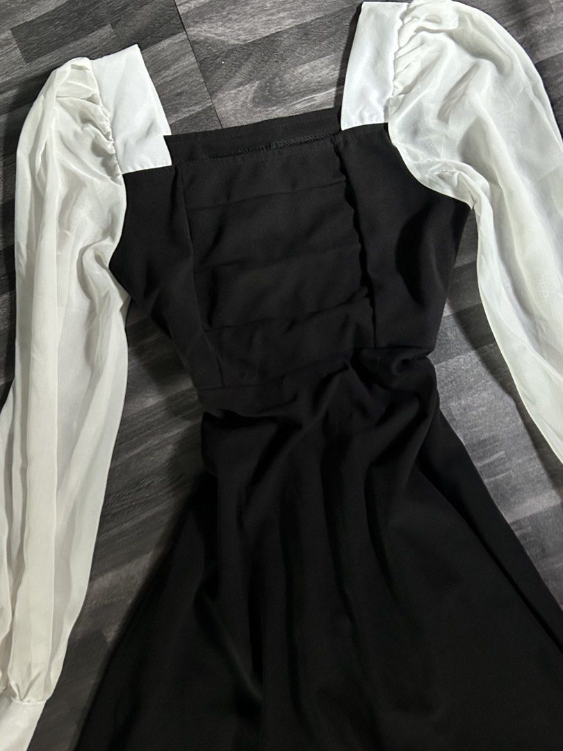 black & white longsleeve formal dress (Category: Dresses) located in Manila. Submitted by thvazi (Listing ID 1467279644, Image 2). Description: used once jnt/sdd .