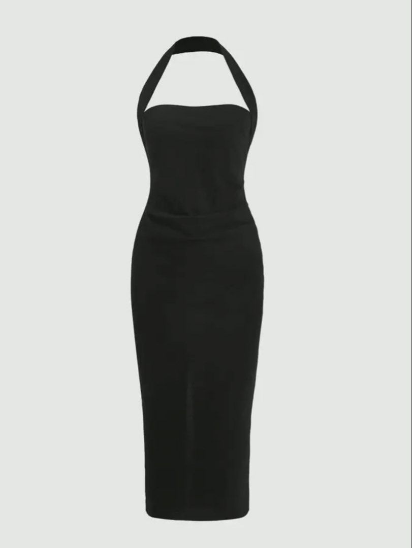 black halter neck fitted dress (Category: Dresses) located in Paranaque City. Submitted by janicesab (Listing ID 1467354613, Image 1). Description: stretchy body hugging.