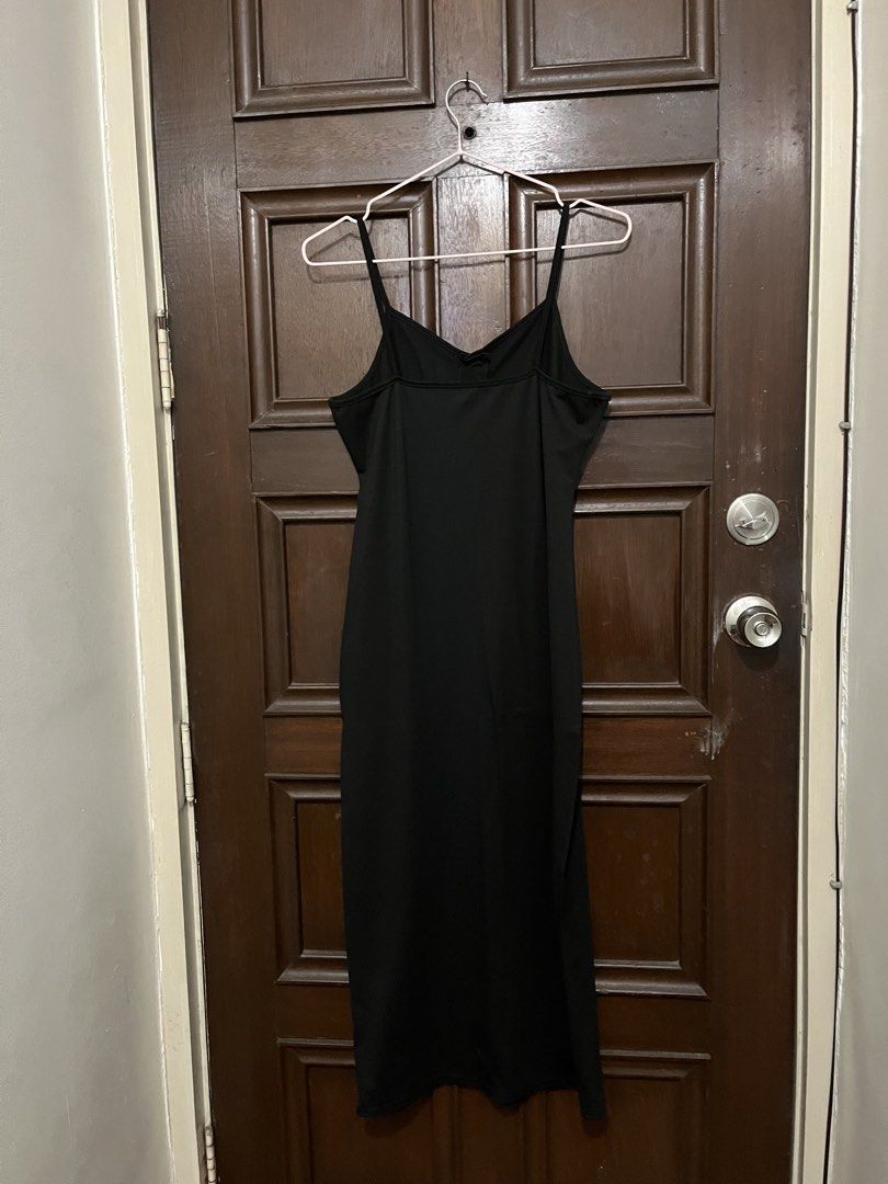 Black spaghetti strap midi dress with buttons (Category: Dresses) located in Makati City. Submitted by yoursecondbest (Listing ID 1467254284, Image 2). Description: Buttons are not functional. I had it sewed permanently..