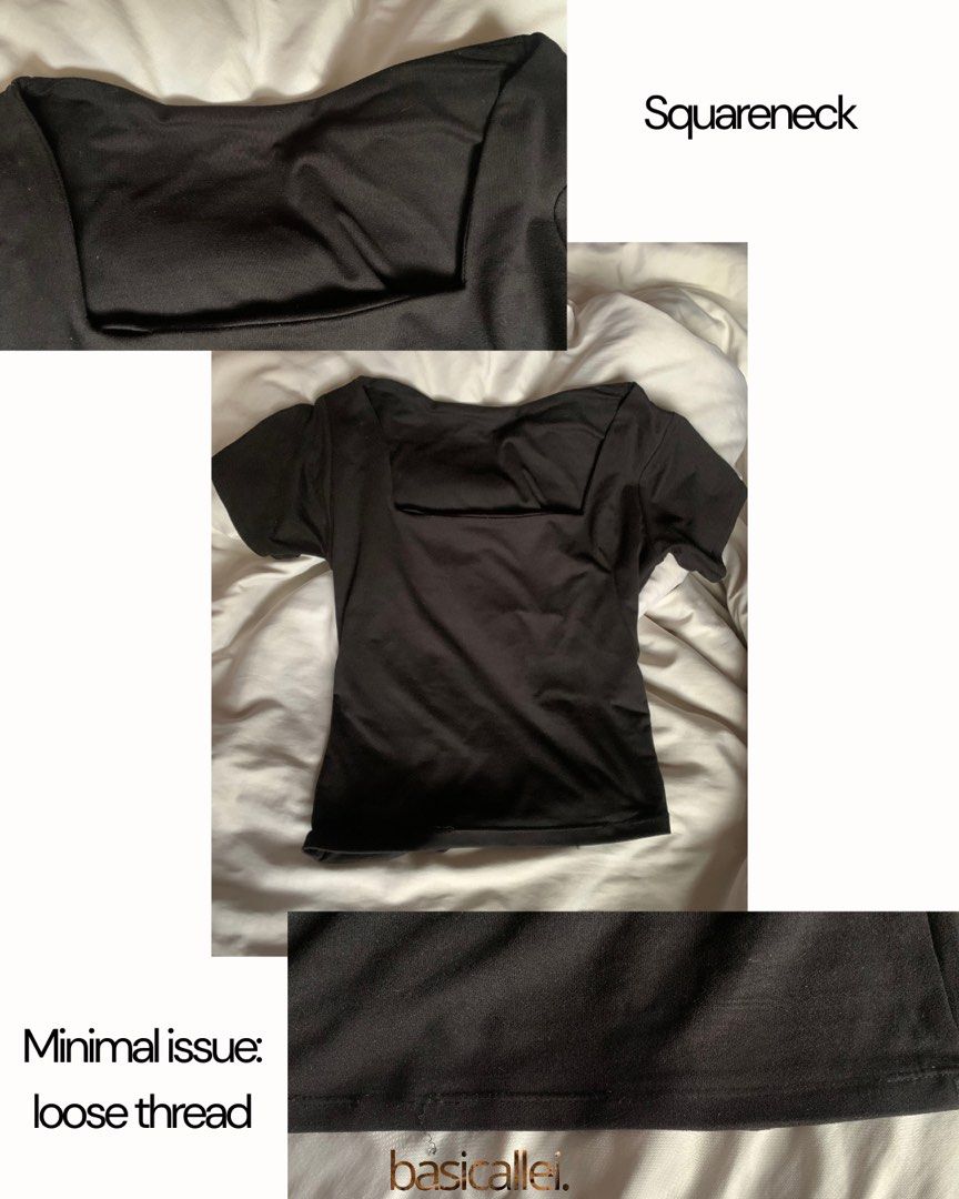 Black Square Neck Top (Category: Shirts) located in Quezon City. Submitted by basicallei (Listing ID 1467236285, Image 3). Description: Fits XS-M (Body in photo is M).