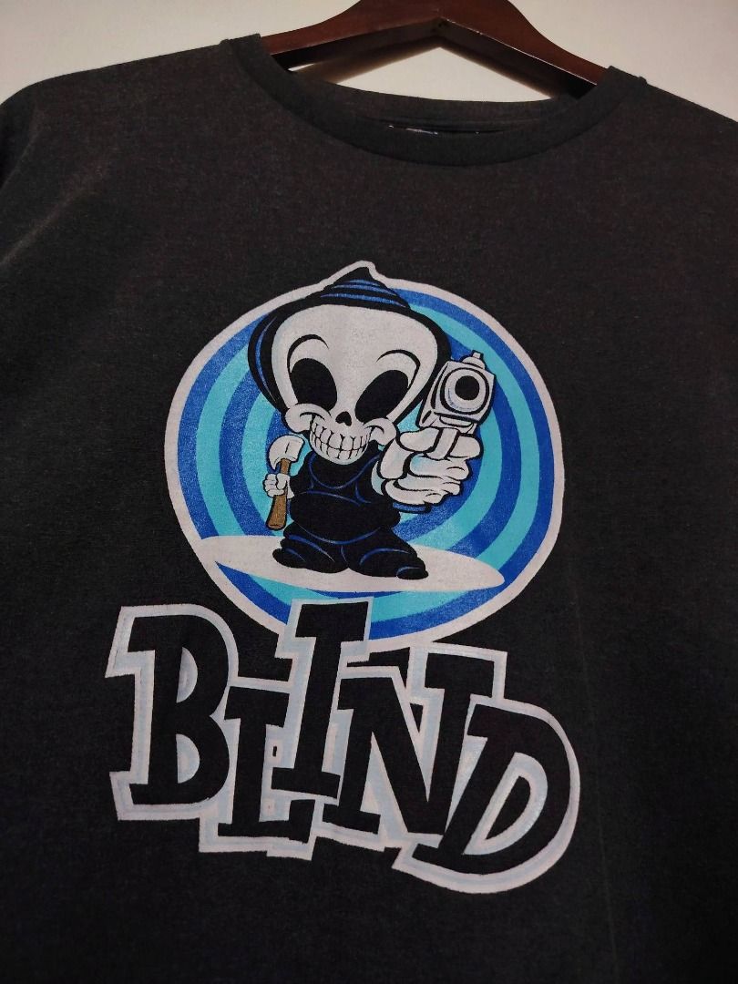 BLIND VINTAGE SKATEBOARD GRIM LOGO TEE // Large (Category: Vintage Collectibles) located in Legazpi City. Submitted by urbangarmentsarch4500 (Listing ID 1467322665, Image 2). Description: VINTAGE BLIND SKATEBOARD GRIM LOGO TEE Large W 22.5 L 31 Color rate 9.8/10 white dirt molds ata dahil nastock sa ukayan (Check last pic) Hindi ko pa nawawash to fresh from ukay GRAB 3.5k (Automatically YOURS)⛓️ Shipped! --- ‼️w/ FREE STICKERS FOR EVERY PURCHASE⁉